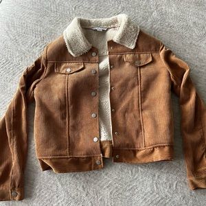 Tan corduroy with fur jacket